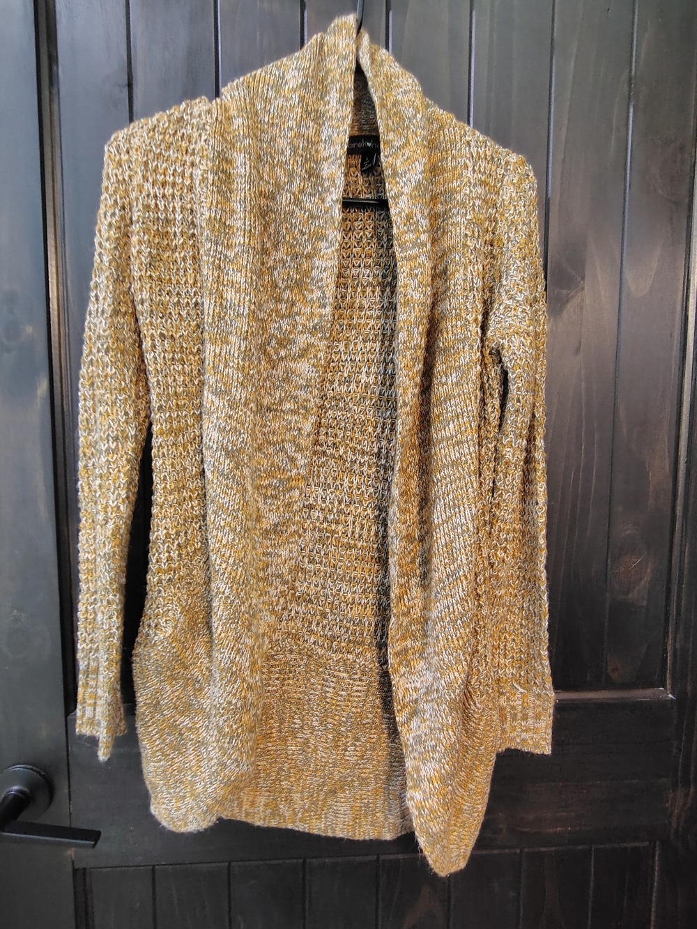 Derek Heart Marled Mustard Open-Front Cardigan